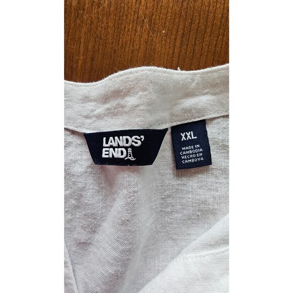 Lands End Linen Viscose Blend White Tunic Top Pockets, Split Hem New, Sz XXL - Picture 7 of 9